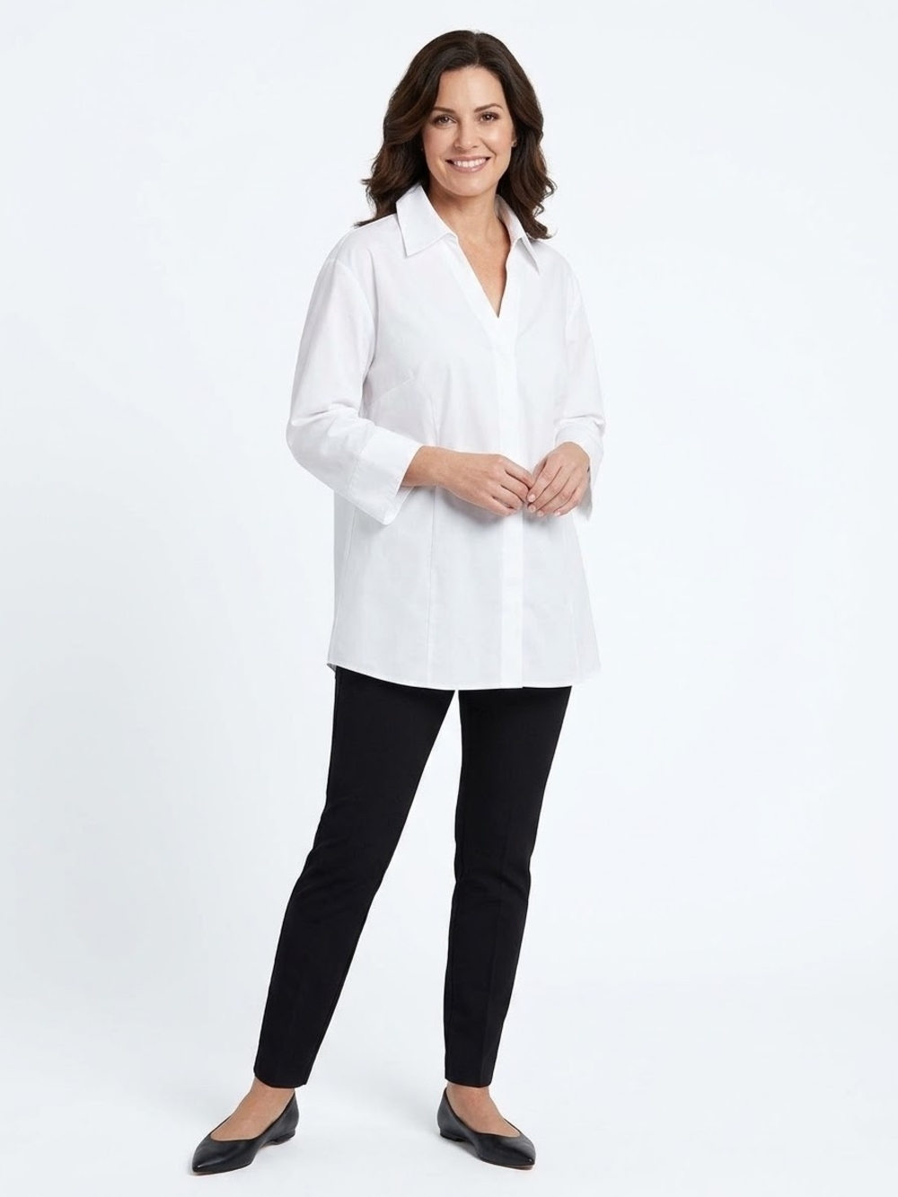 Worthington White V-Neck Collared Tunic Size 2X NWOT P2P 23in.